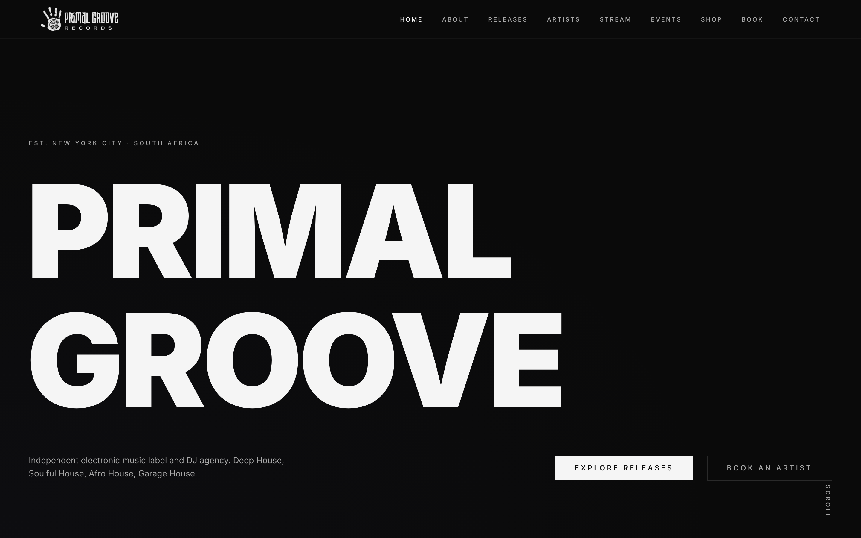 Primal Groove Records website homepage